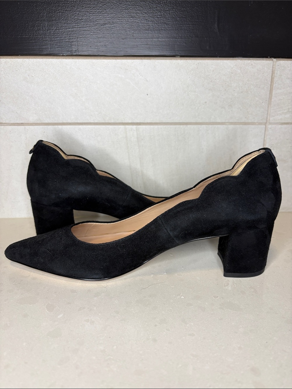 Kate Spade Black Suede Block Heels - Size 7 - Picture 6 of 8